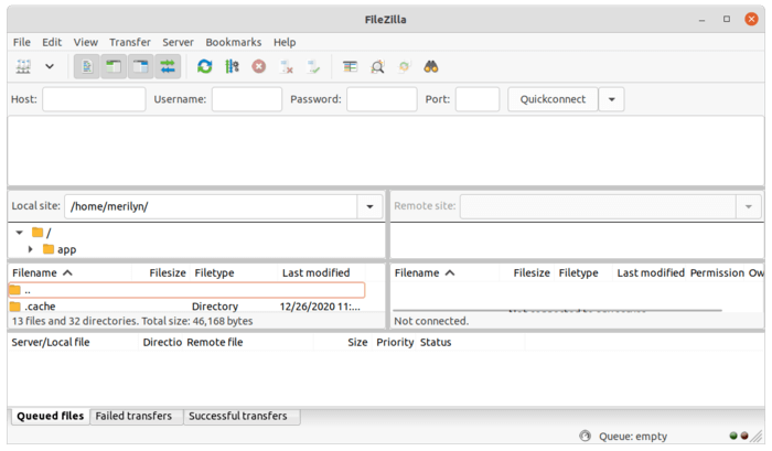 filezilla ssh window